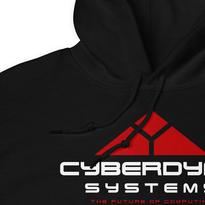 detalle de sudadera con capucha de cyberdyne systems de terminator en color negro