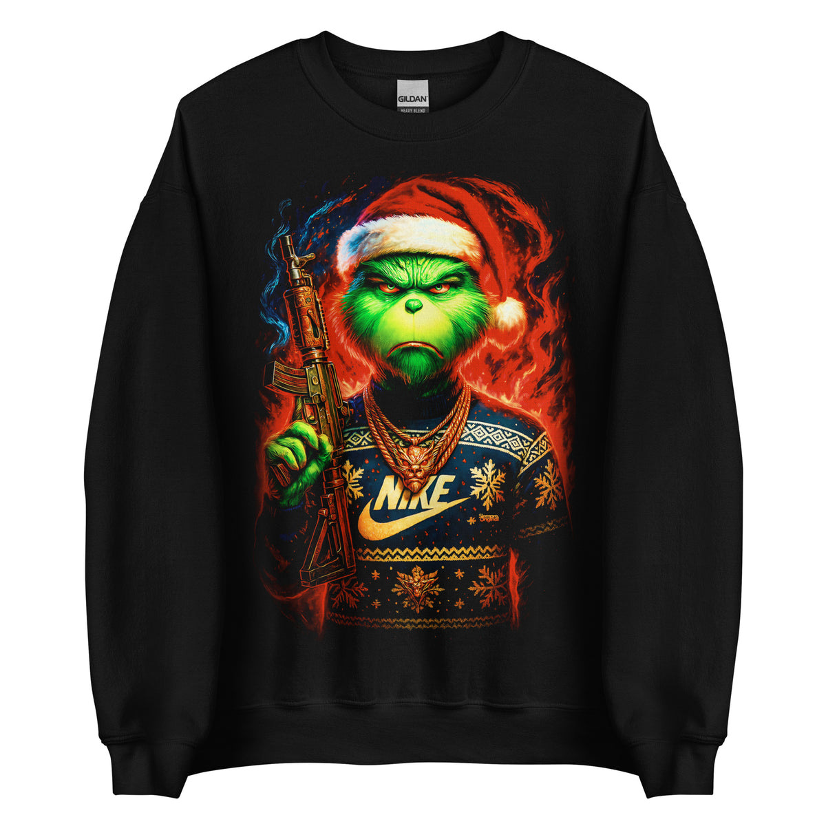 Sudadera negra Grinch Gangsta con estilo navideño urbano