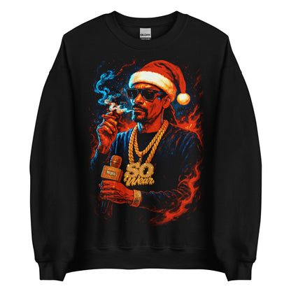 Sudadera negra navideña de Snoop Dogg con gorro de Papá Noel