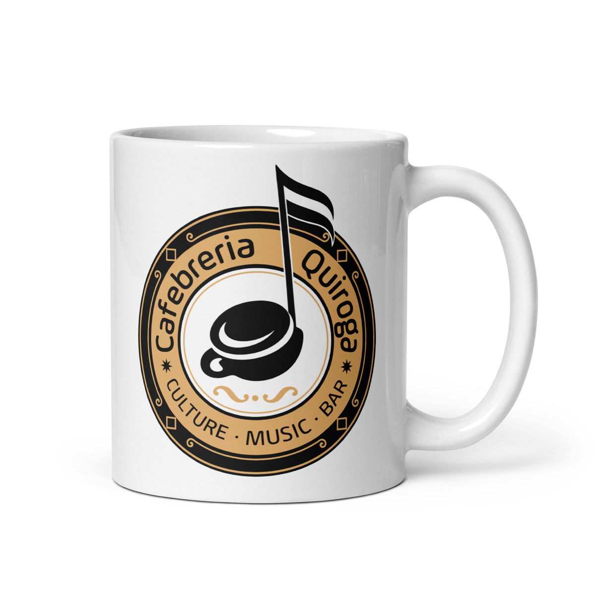 Taza blanca Cafebrería Quiroga de La que se avecina