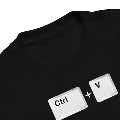 Camiseta de niño con el comando Ctrl V - Pegar. Color negro.