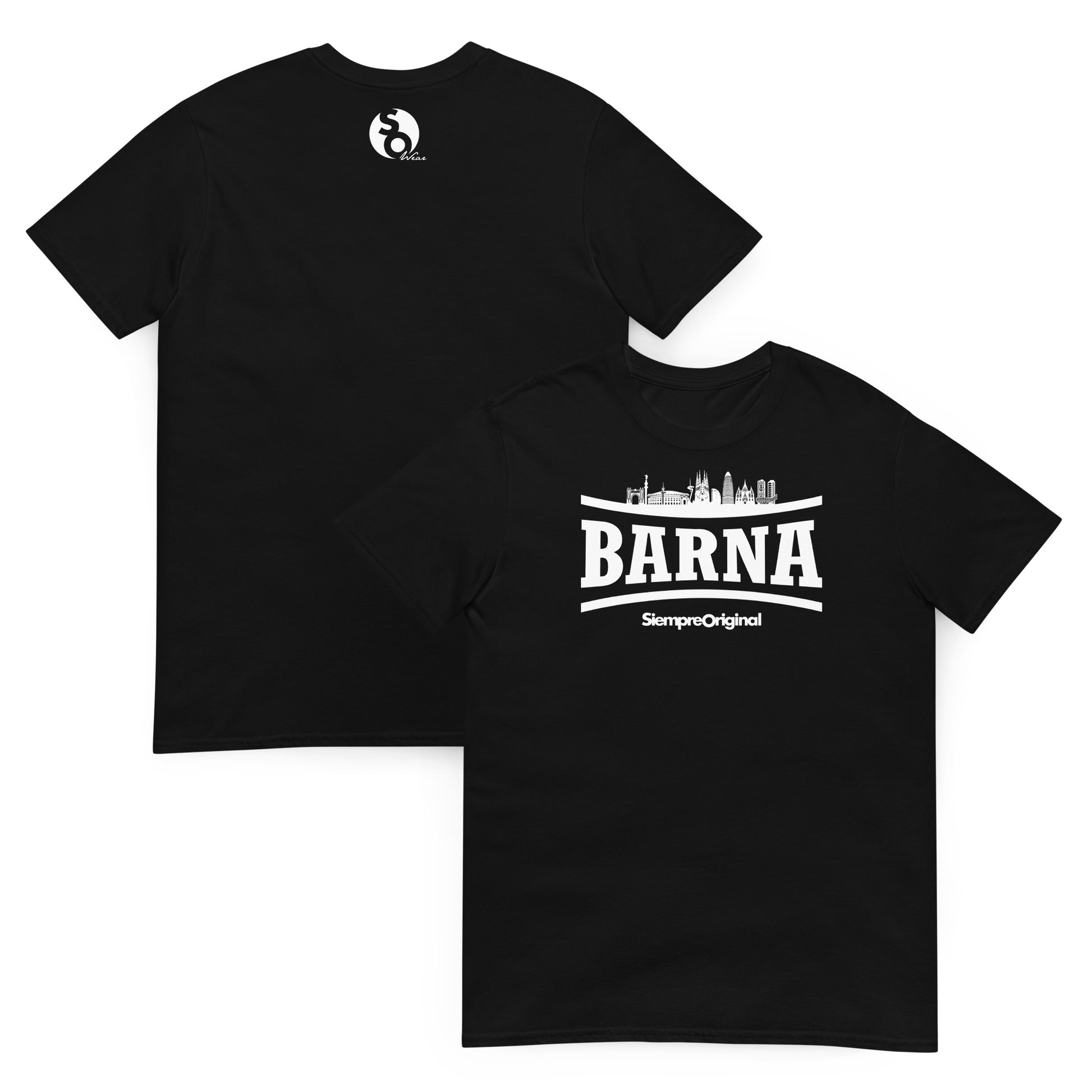 camiseta barcelona skyline delante y detras negra