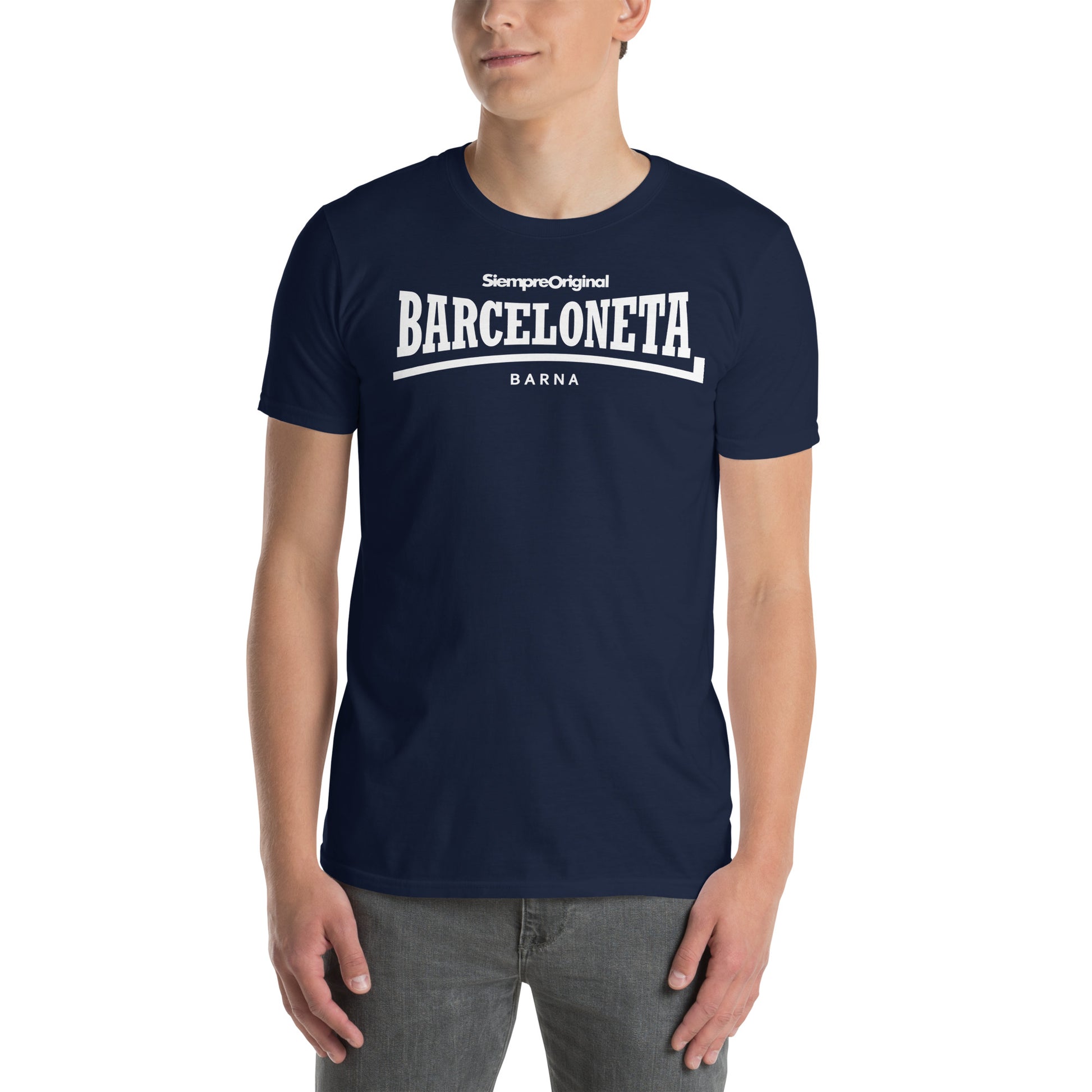 Camiseta del barrio de La Barceloneta - Barcelona. Color Azul Marino.