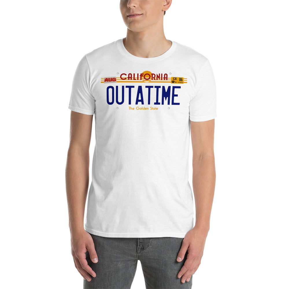Camiseta Outatime de Regreso al Futuro. Color Blanco.