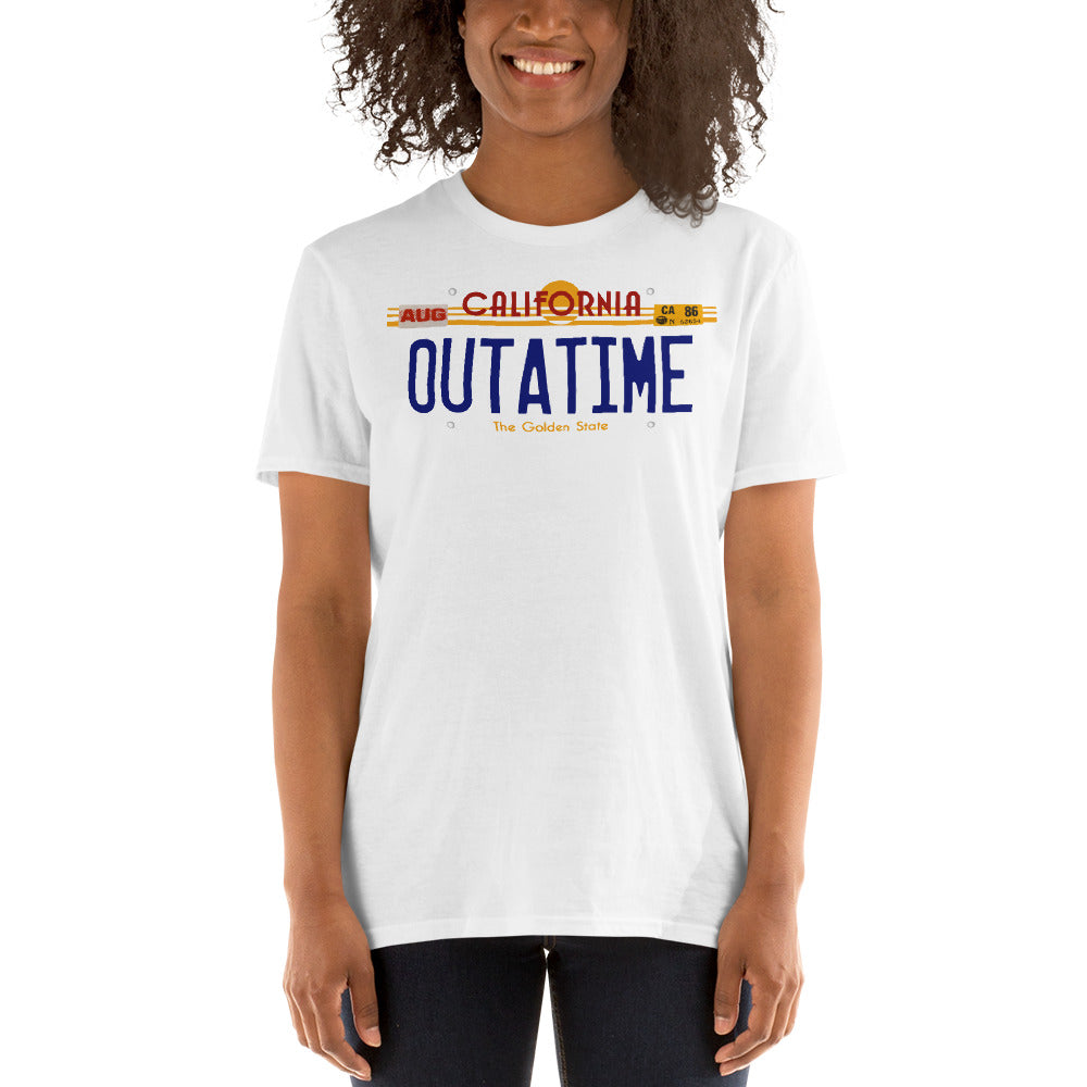 Camiseta Outatime de Regreso al Futuro. Color Blanco.