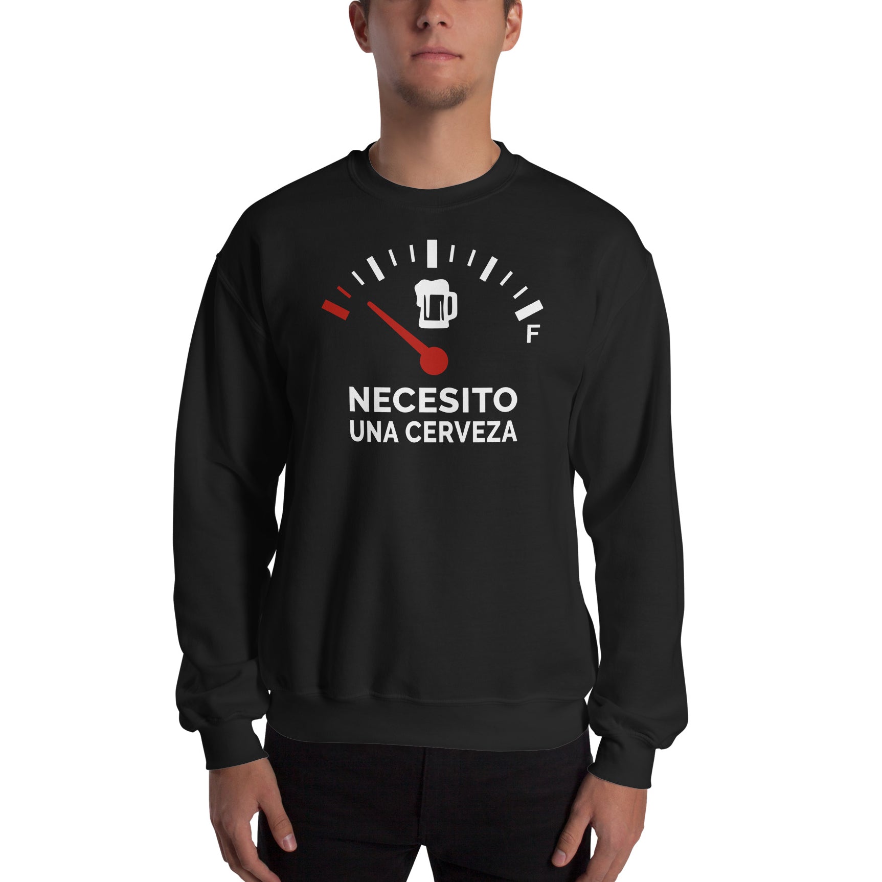Sudadera Necesito una Cerveza. Color Negro.