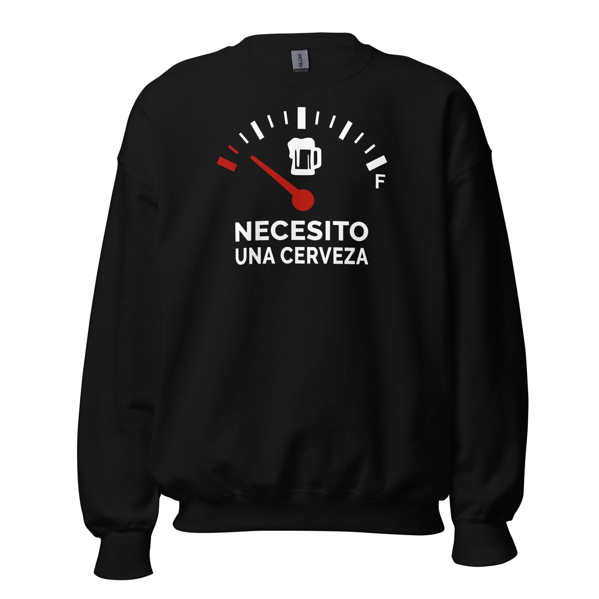 Sudadera Necesito una Cerveza. Color Negro.