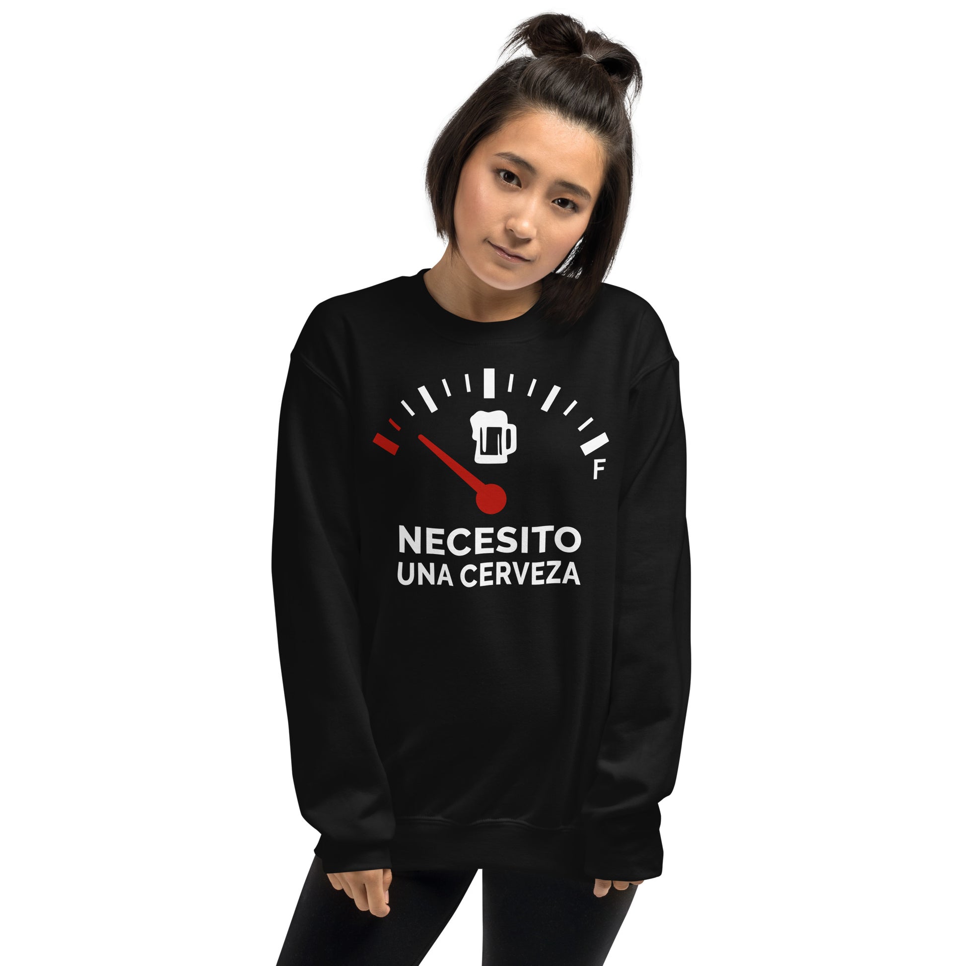 Sudadera Necesito una Cerveza. Color Negro.