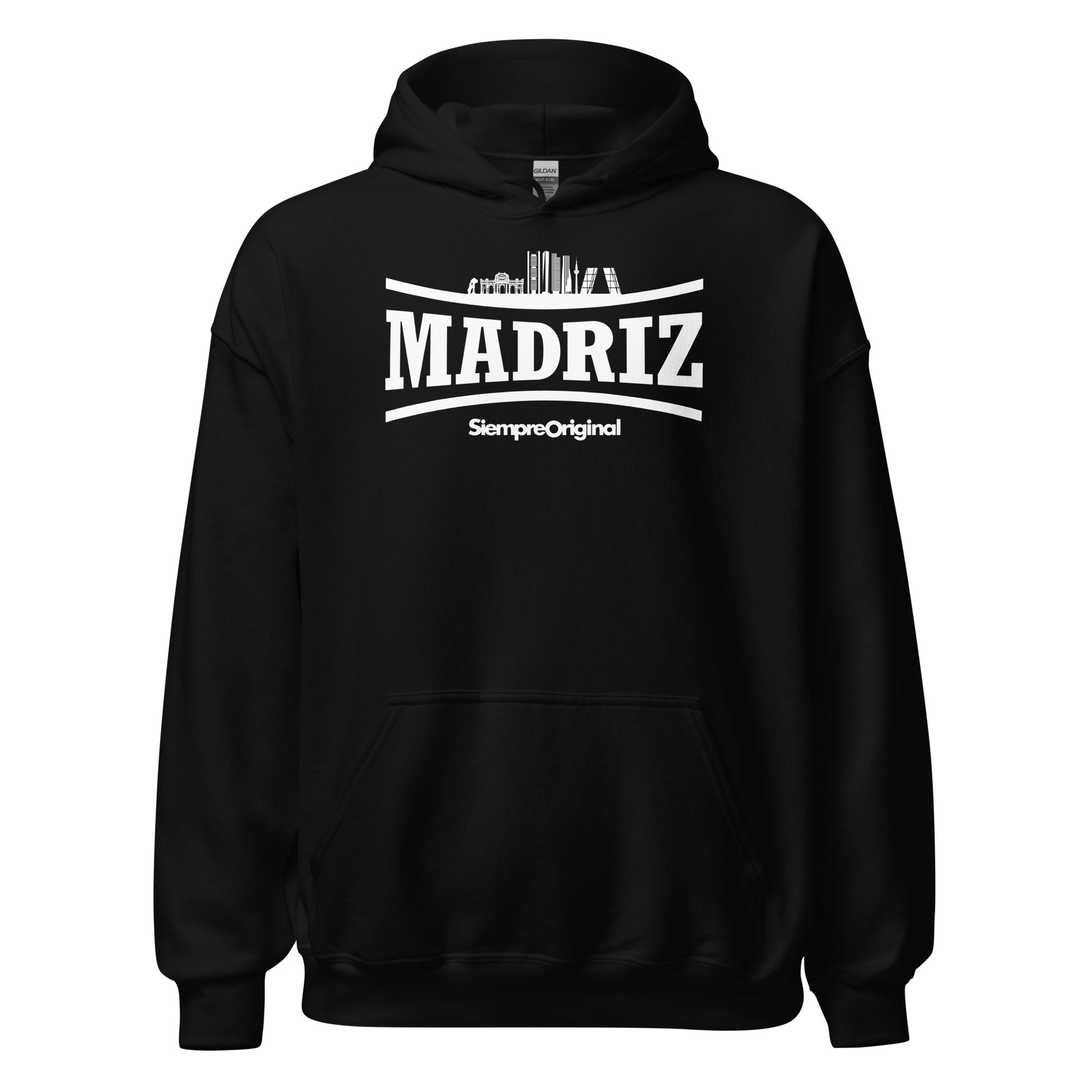 Sudadera con capucha de la ciudad de Madrid. Color Negro.