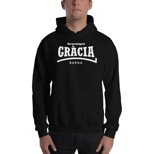 Sudadera con capucha del barrio de Gracia - Barcelona. Color Negro.