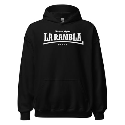 Sudadera con capucha de La Rambla - Barcelona. Color Negro.