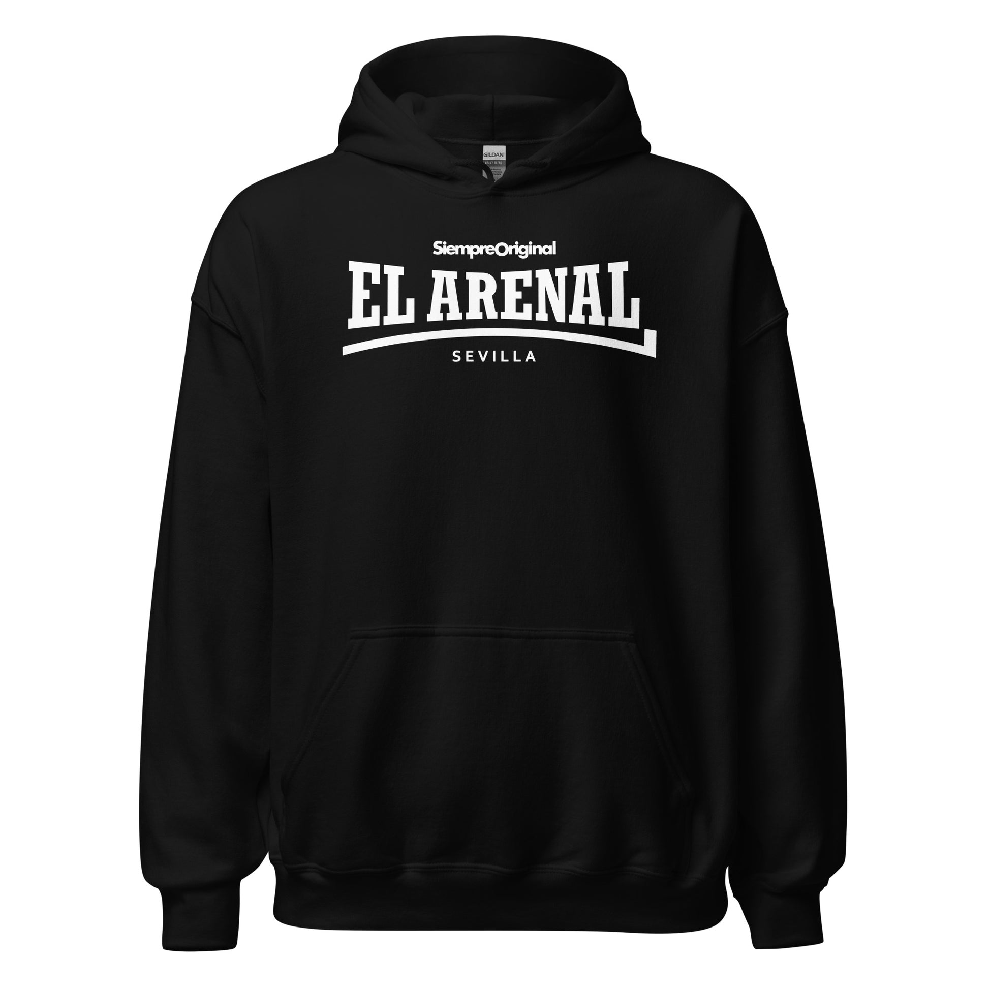 Sudadera con capucha del barrio de El Arenal - Sevilla. Color Negro.