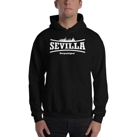 Sudadera con capucha de la ciudad de Sevilla. Color Negro.