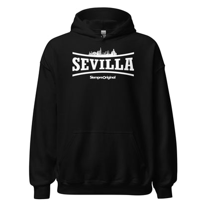 Sudadera con capucha de la ciudad de Sevilla. Color Negro.