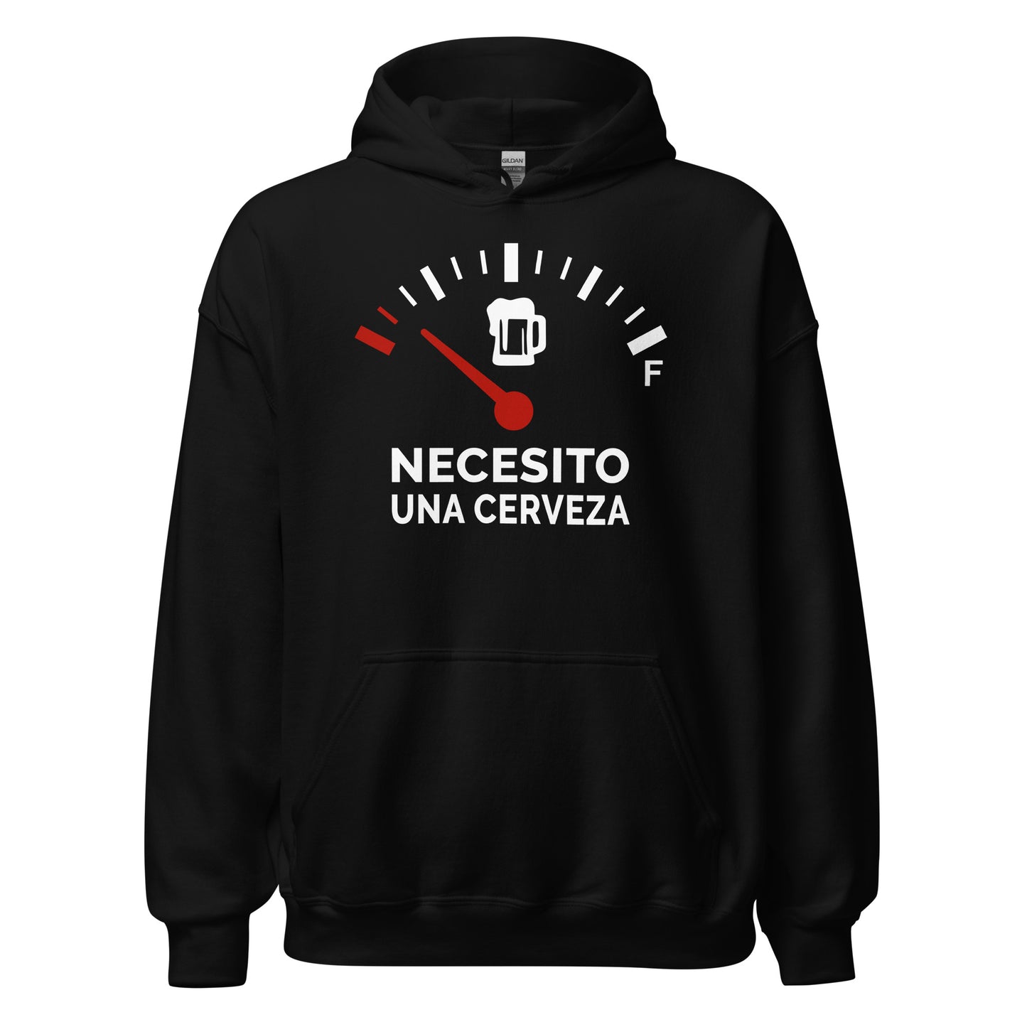 Sudadera con capucha Necesito una Cerveza. Color Negro.