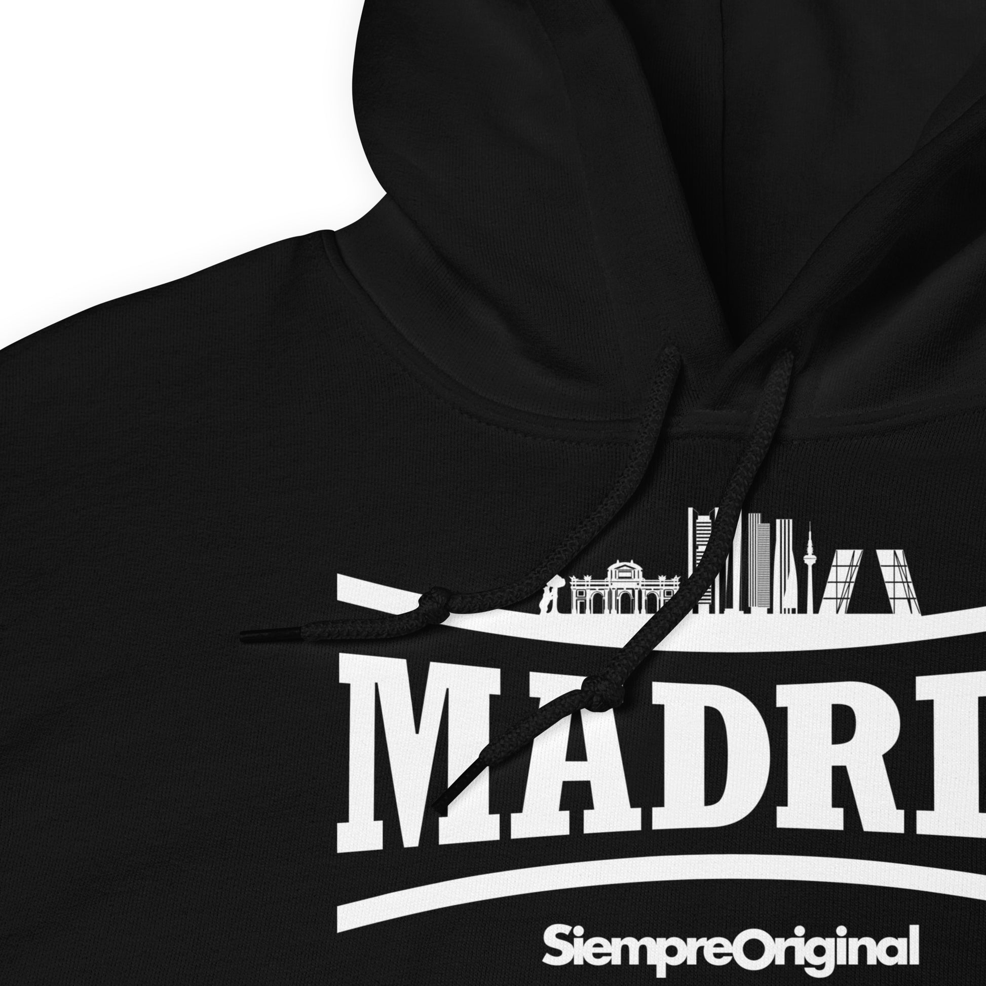 Sudadera con capucha de la ciudad de Madrid. Color Negro.