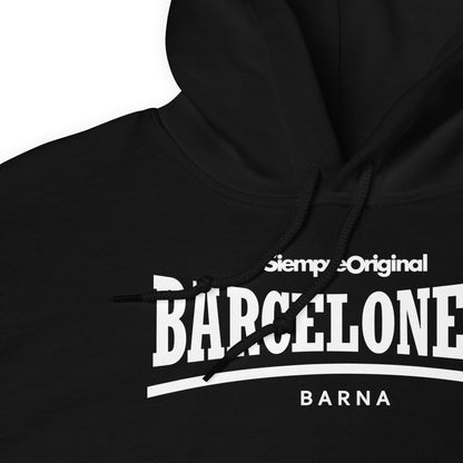 Sudadera con capucha del barrio de La Barceloneta - Barcelona. Color Negro.