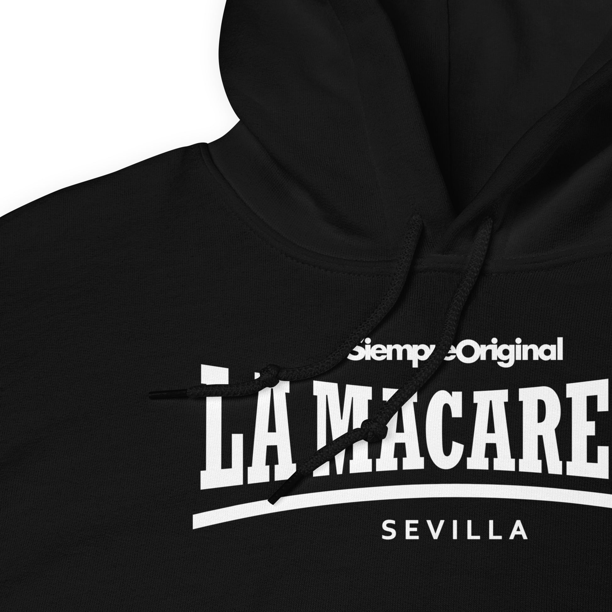 Sudadera con capucha del barrio de La Macarena - Sevilla. Color Negro.