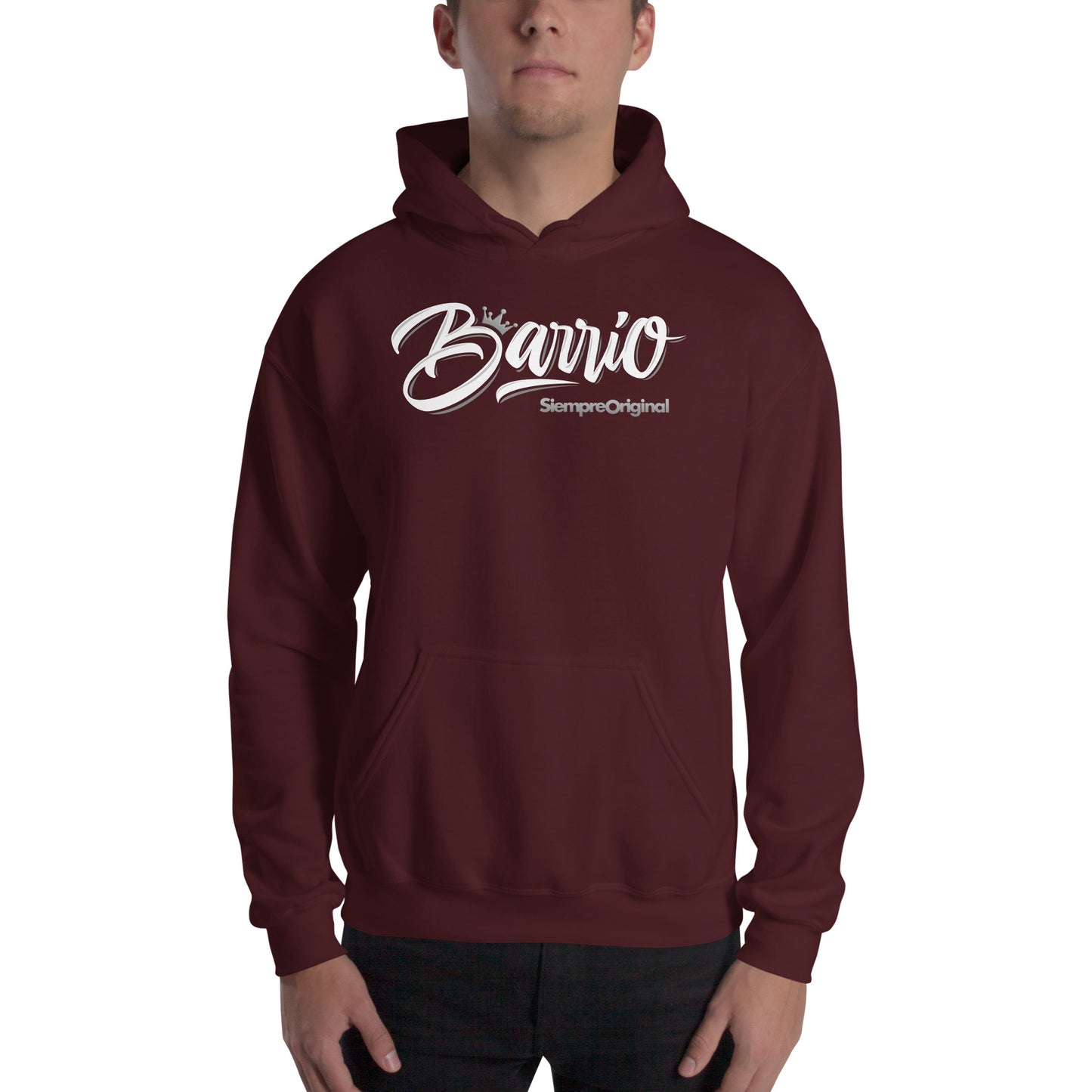 Sudadera con capucha Barrio. Color Granate.