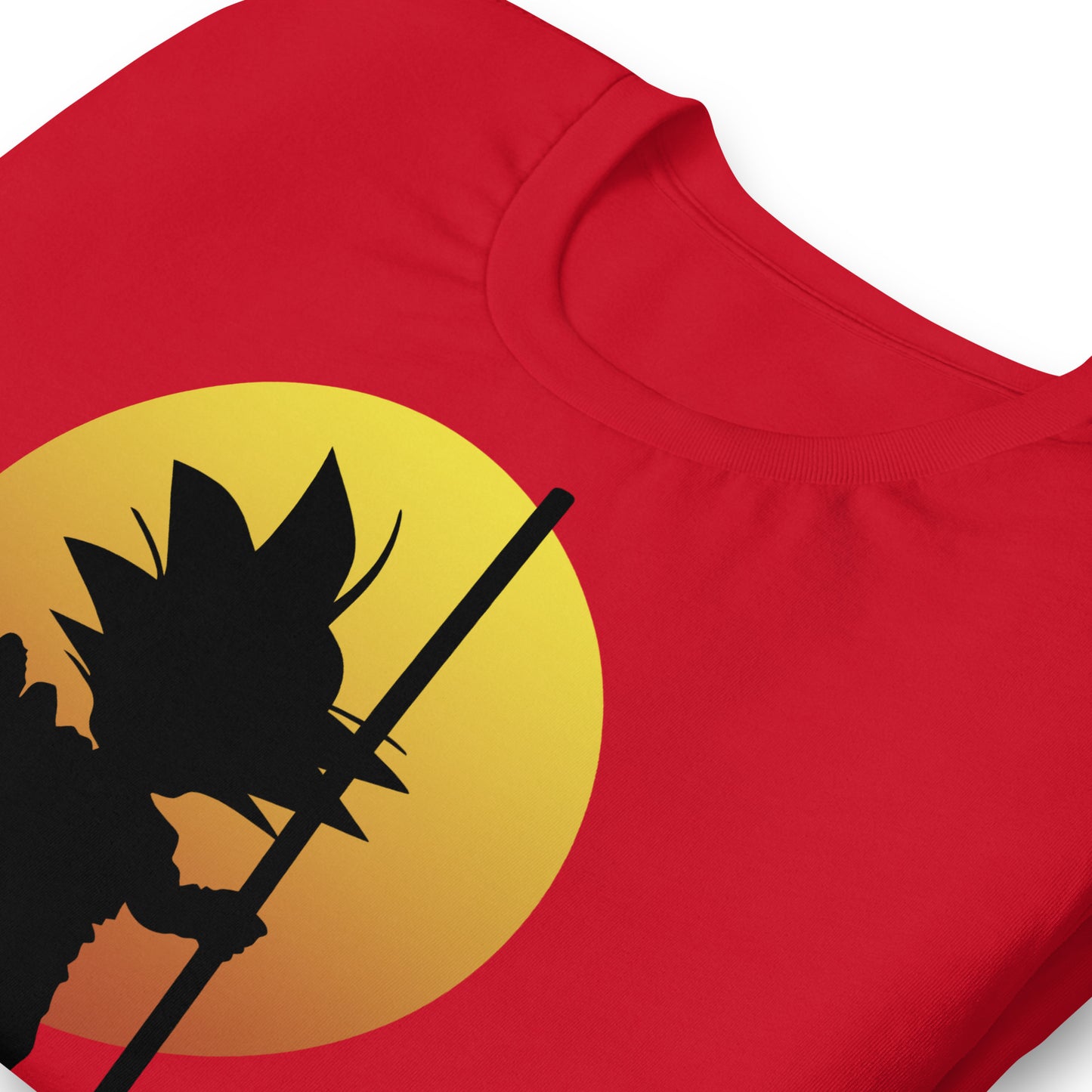 detalle de camiseta de goku de bola de dragon en color rojo