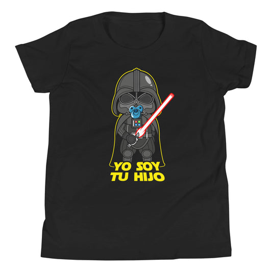 Camiseta Yo Soy Tu Hijo con Darth Vader de Star Wars. Color negro.